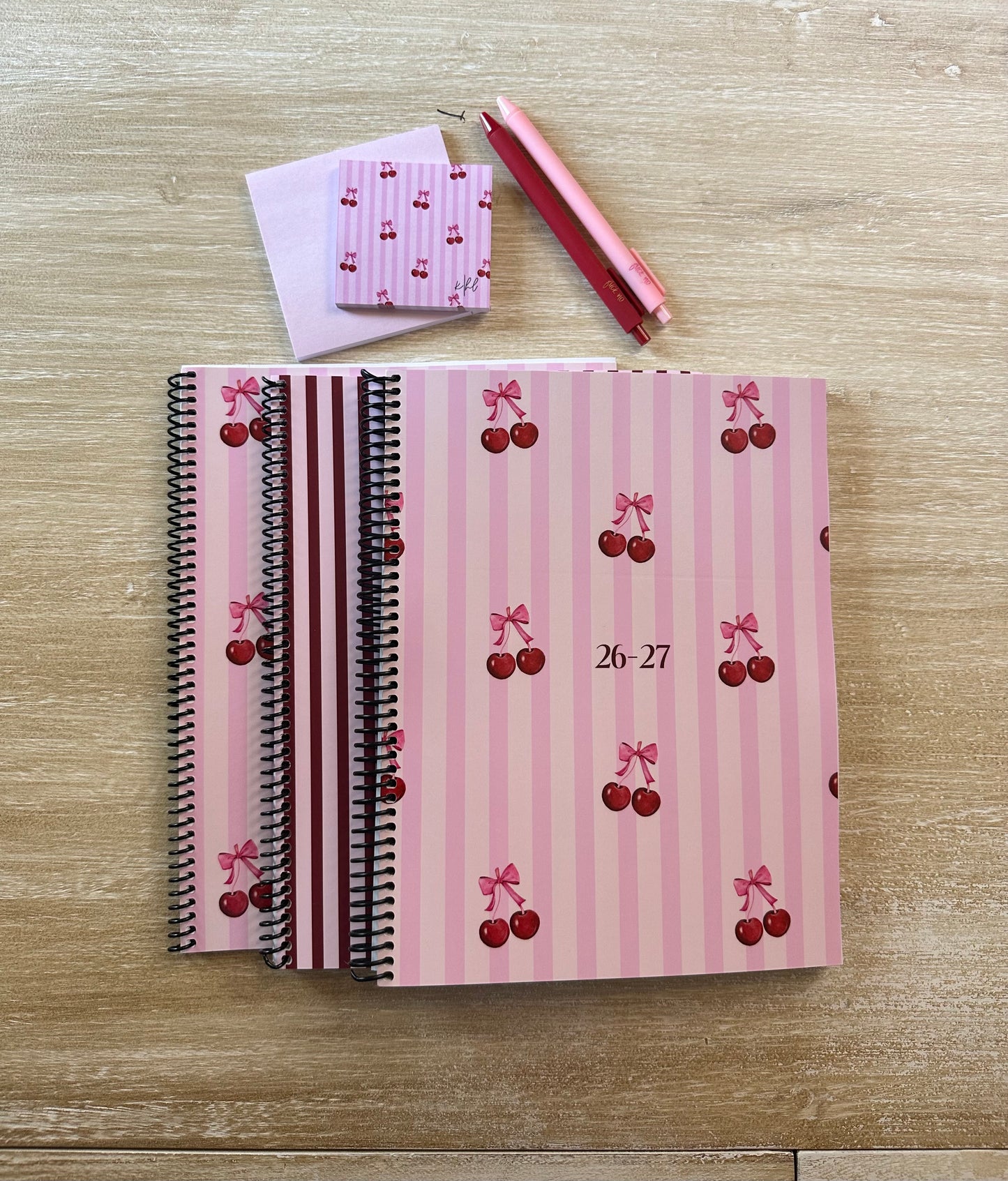 Cherries on Pink Stripes Post-it® Note Pad
