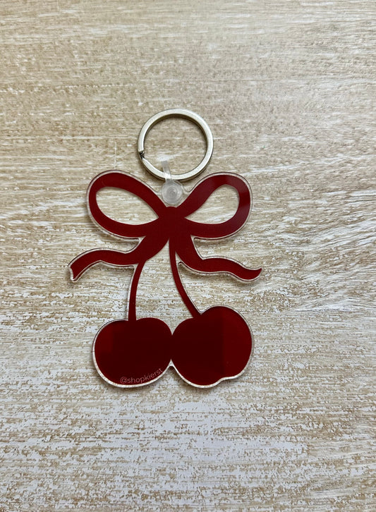 Cherry Stem Bow Ornament + Keychain (Red)