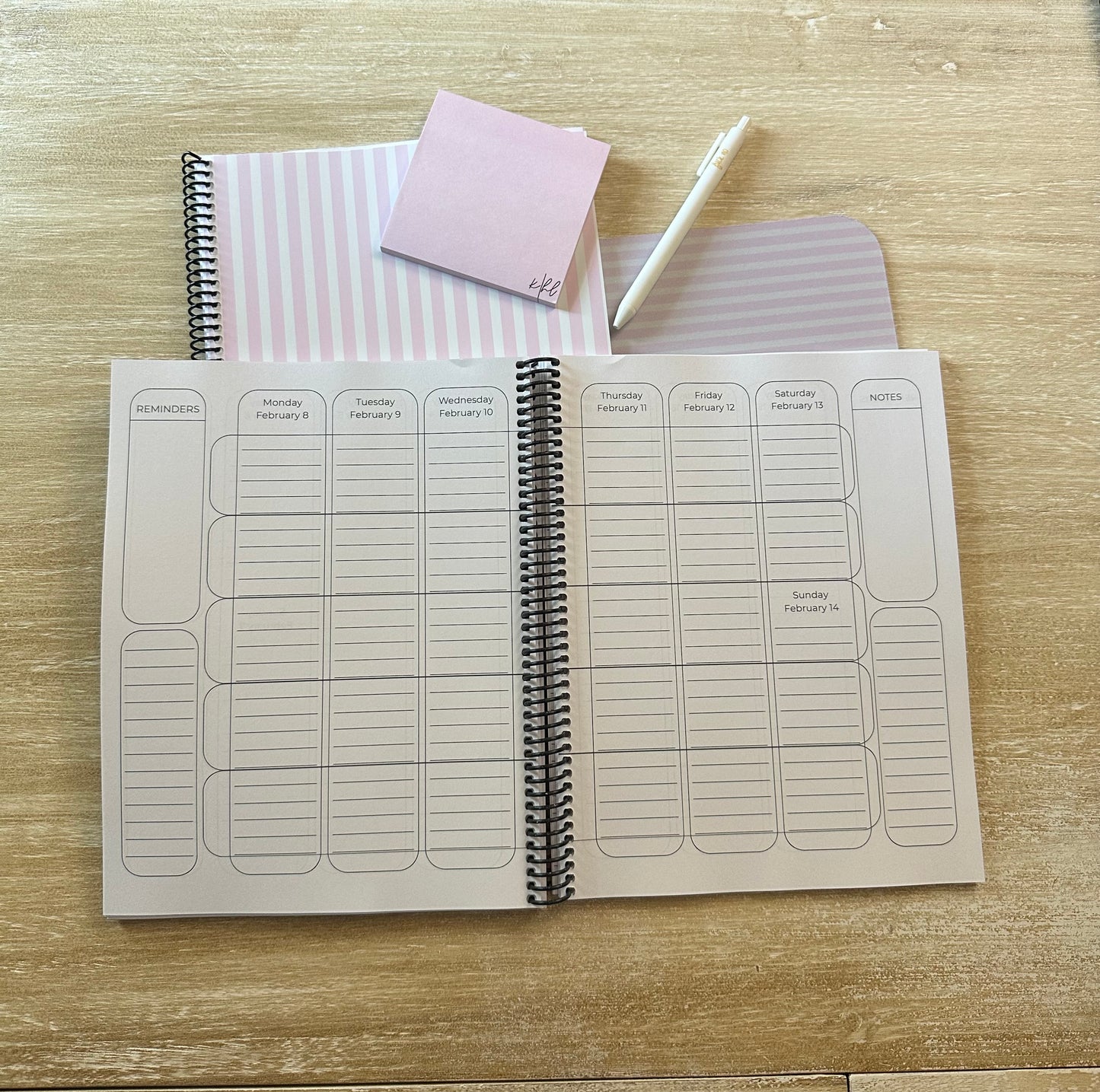 2026 - 2027 Signature Pink + Cream Striped Mid Year Lifestyle Planner