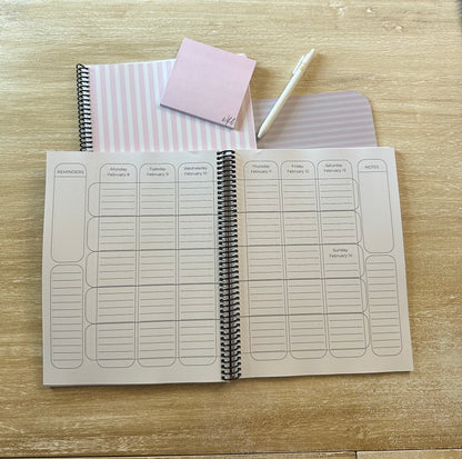 2026 - 2027 Signature Pink + Cream Striped Mid Year Lifestyle Planner