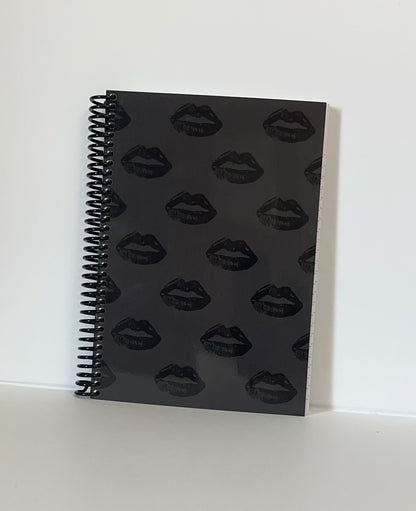 Black Lips on Charcoal Notebook | For Bold Ideas and Quiet Moments