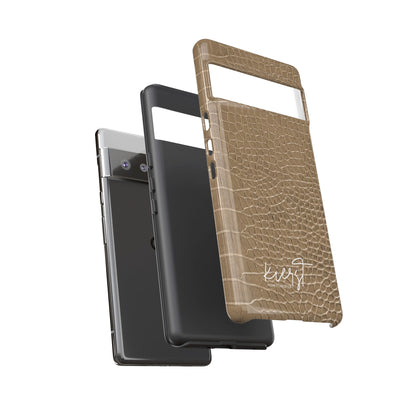 Tan Alligator Print Google Pixel Case | Warm Neutrals, Refined Style