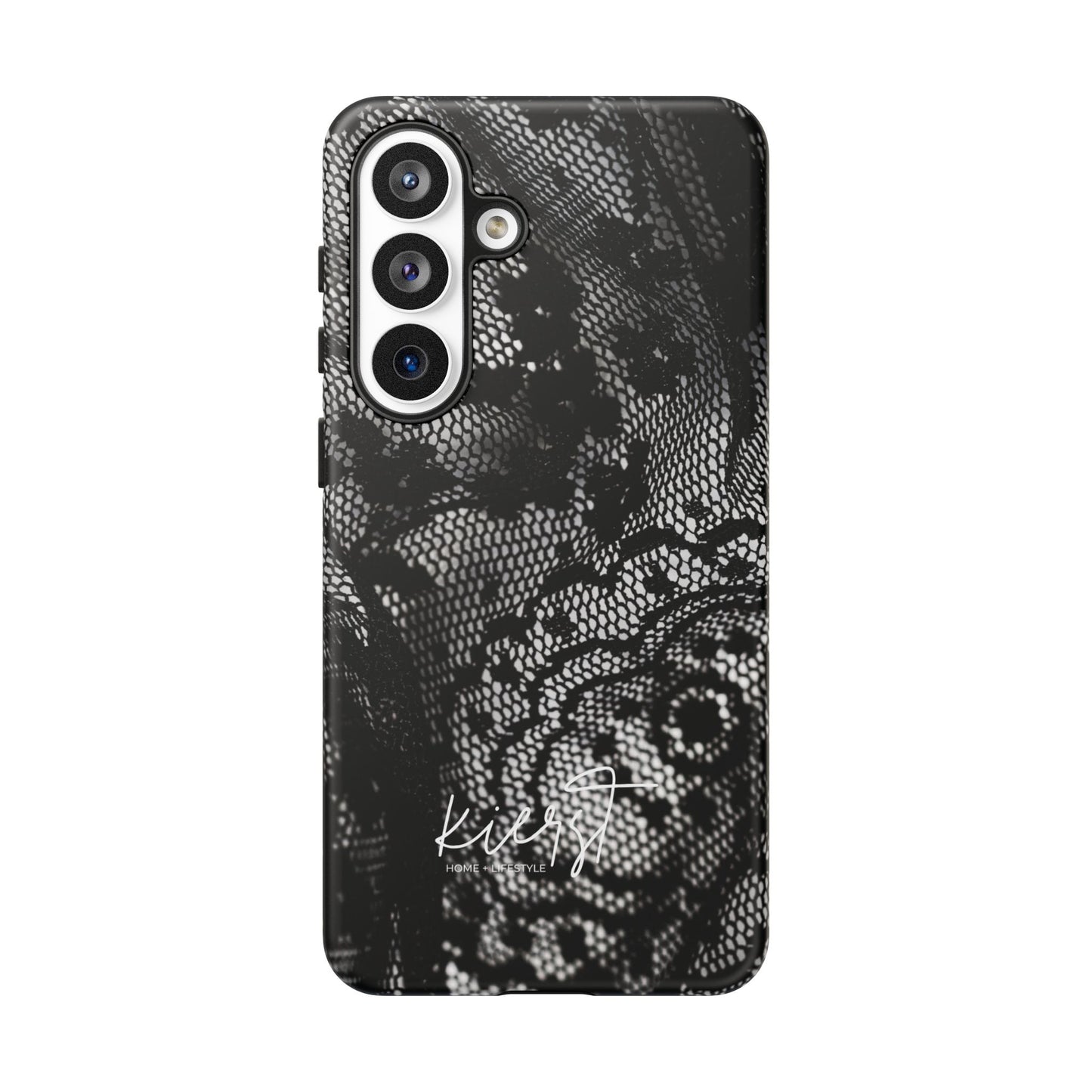 Black + White Lace Print Samsung Galaxy Phone Case