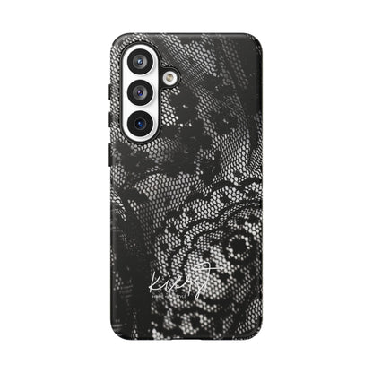 Black + White Lace Print Samsung Galaxy Phone Case
