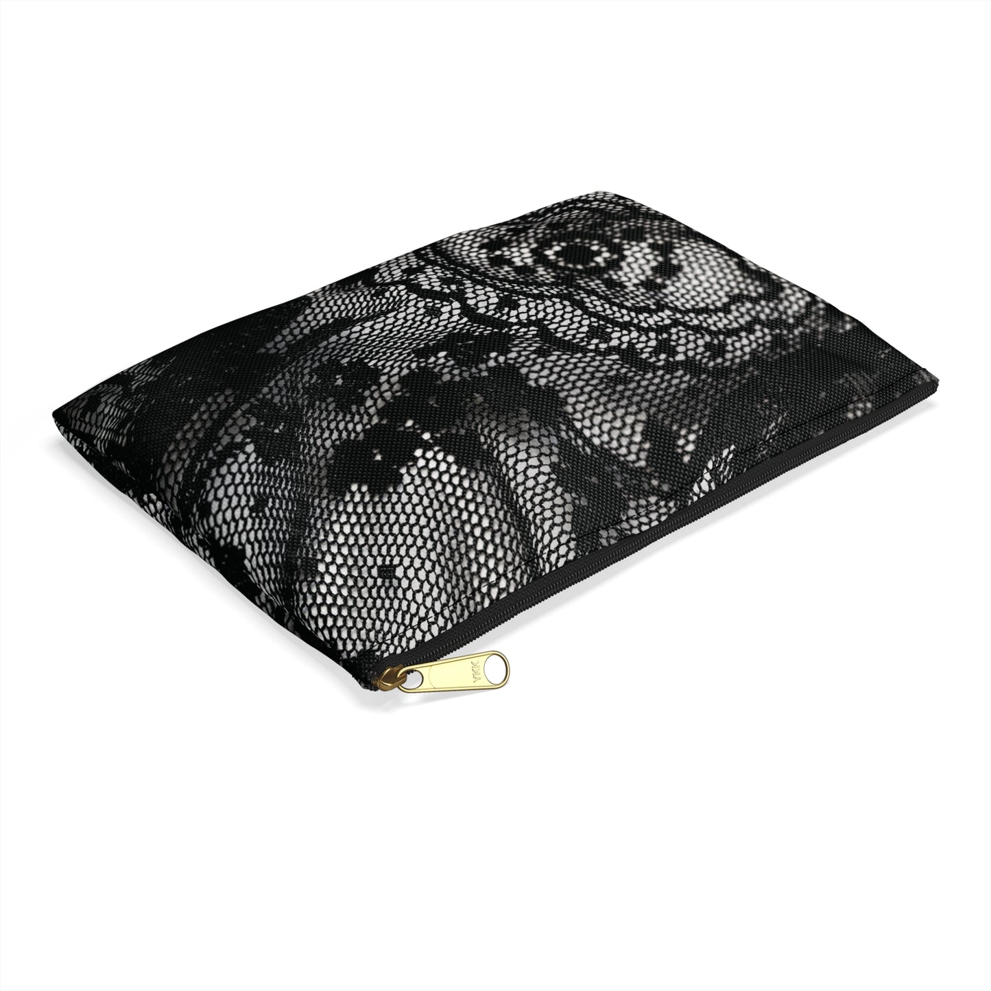 Black + White Lace Print Accessory Pouch