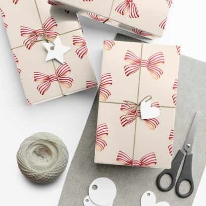 Red and Cream Bow Gift Wrapping Paper