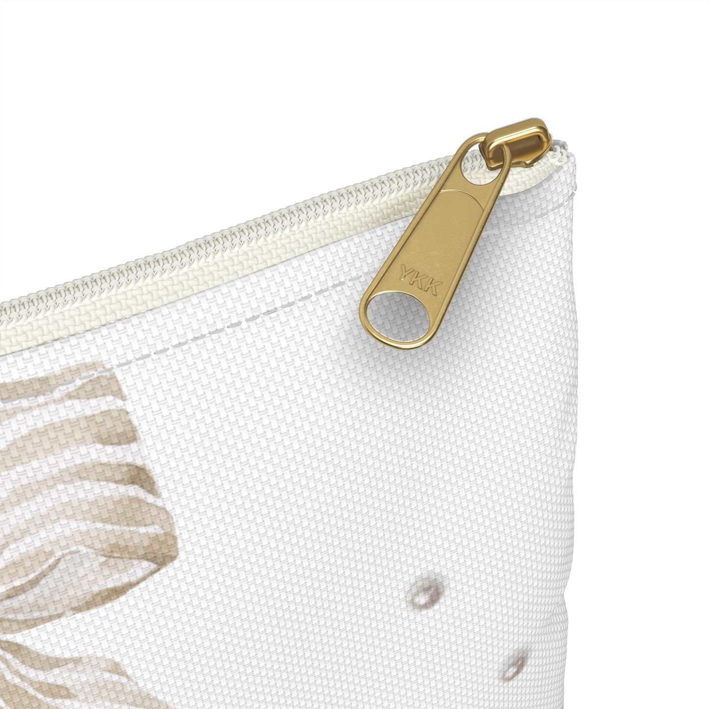 Tan and White Bow With Pearls She Believed She Could Accessory Pouch