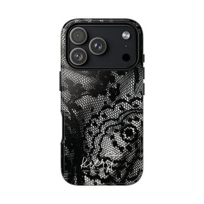 Black + White Lace Print iPhone Case