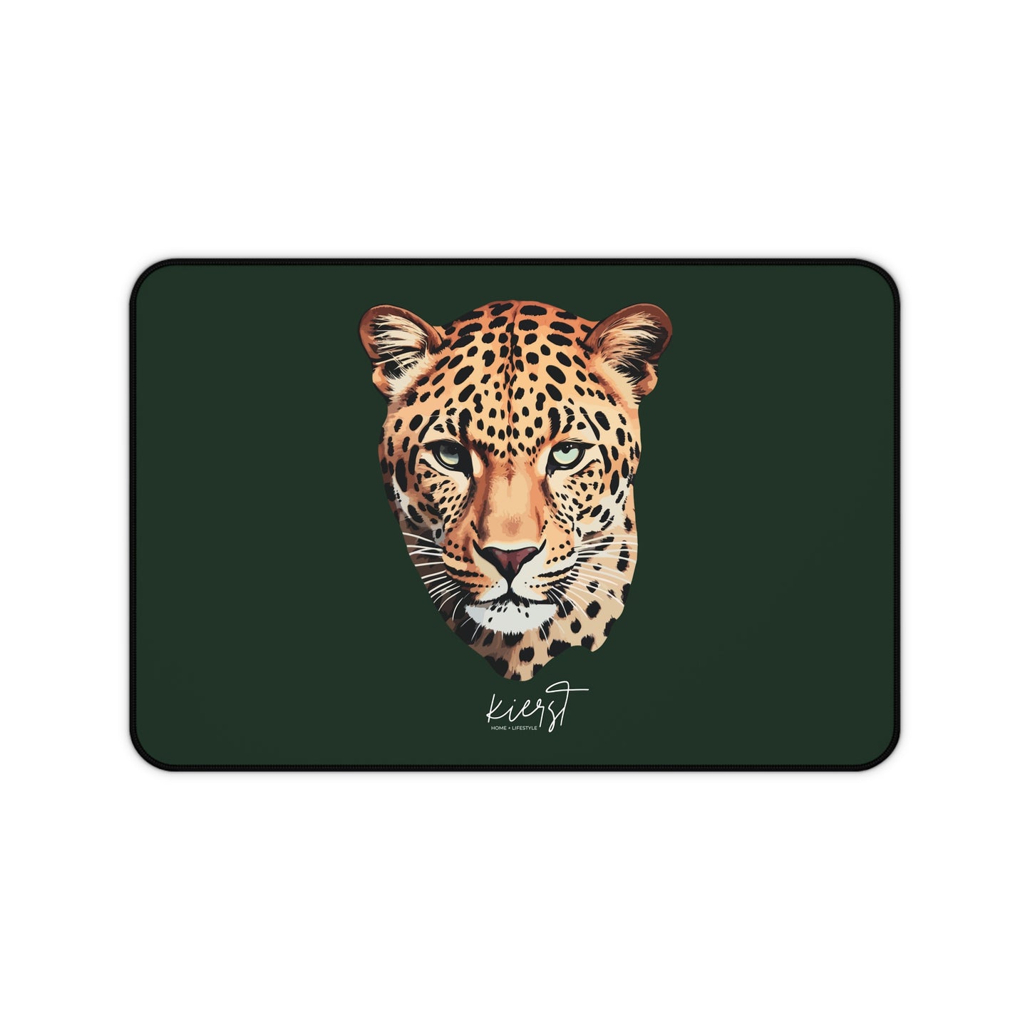 Leopard Head on Signature Midnight Pine Desk Mat