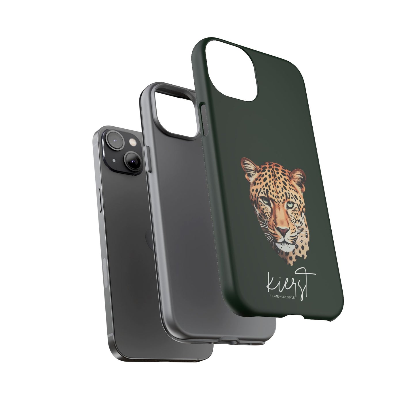 Leopard Head on Signature Midnight Pine iPhone Case | Designed to Stand Out