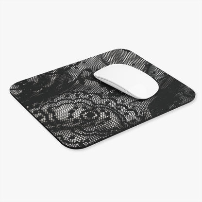 Black + White Lace Print Mouse Pad