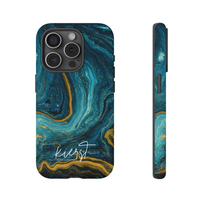 Teal & Gold Marble iPhone Case
