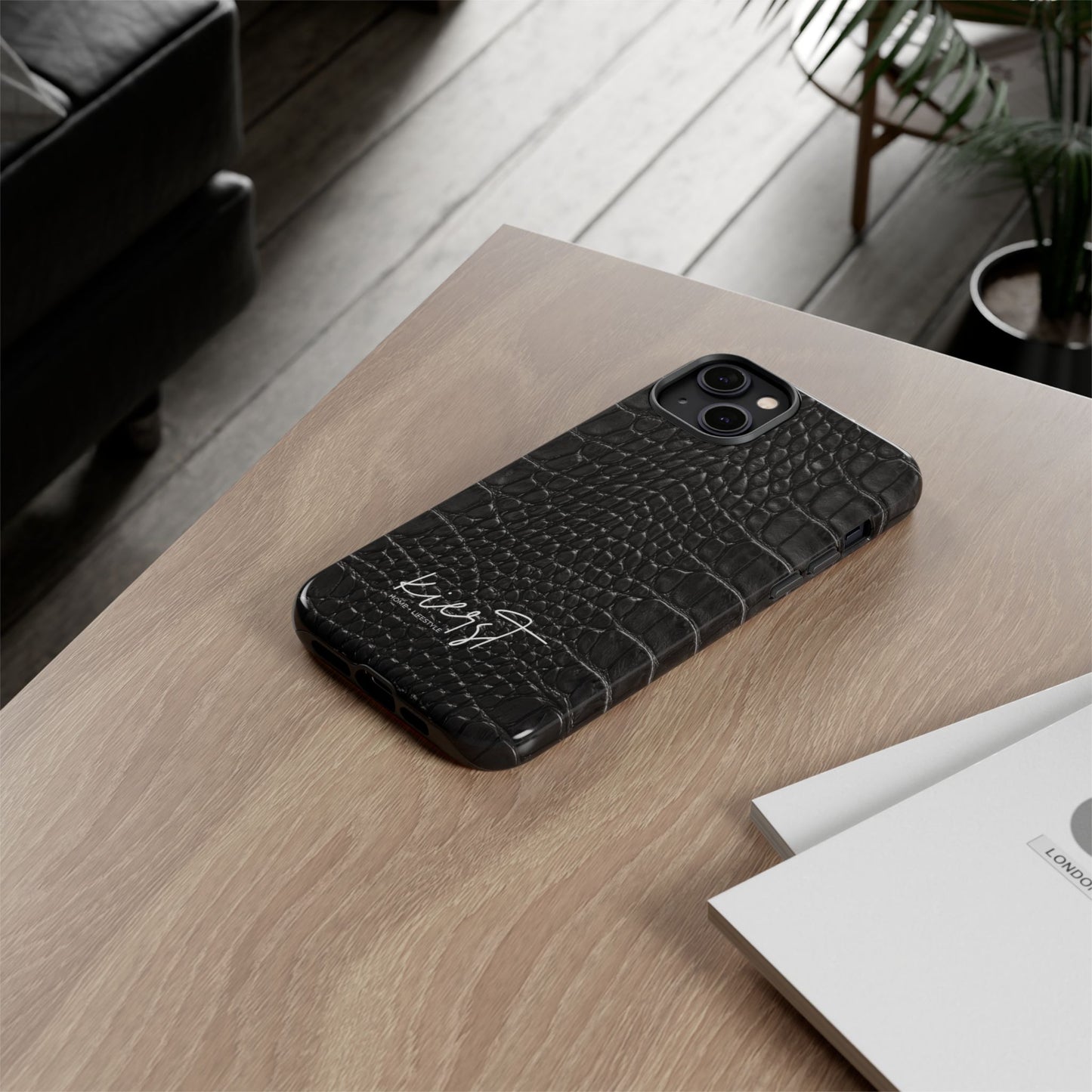 Black Alligator Print iPhone Case