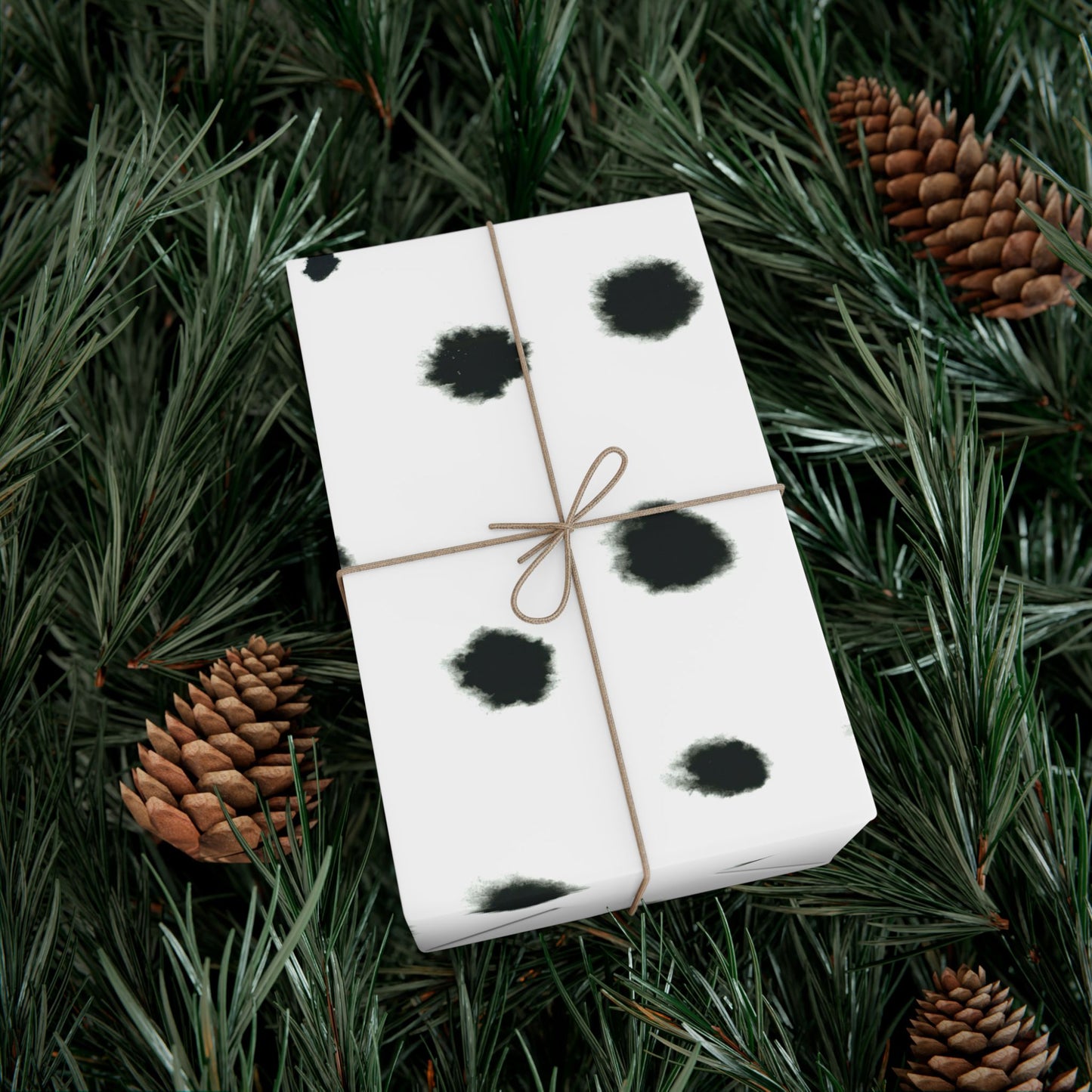 Smudged Black Spots on White Gift Wrapping Paper