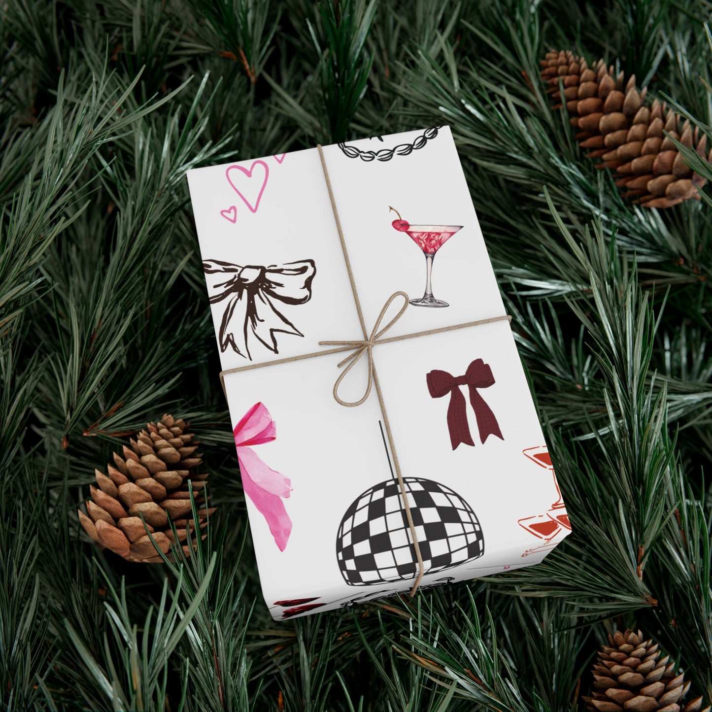 Grey Edge of Romance Wrapping Paper | Glamorous Sticker-Inspired Gift Wrap