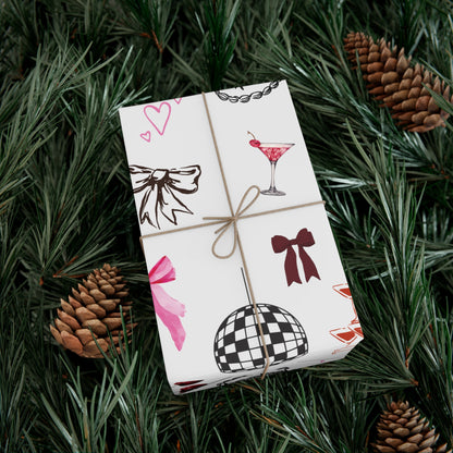 Grey Edge of Romance Wrapping Paper | Glamorous Sticker-Inspired Gift Wrap