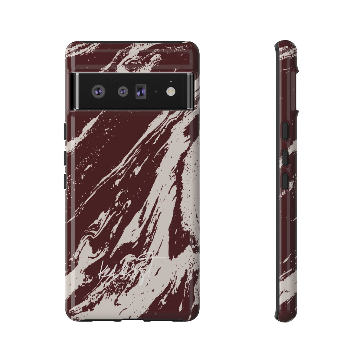 Cream Marble on Signature Velvet Noir Google Pixel Phone Case