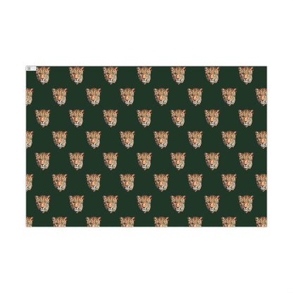 Leopard Head on Signature Midnight Pine Wrapping Paper