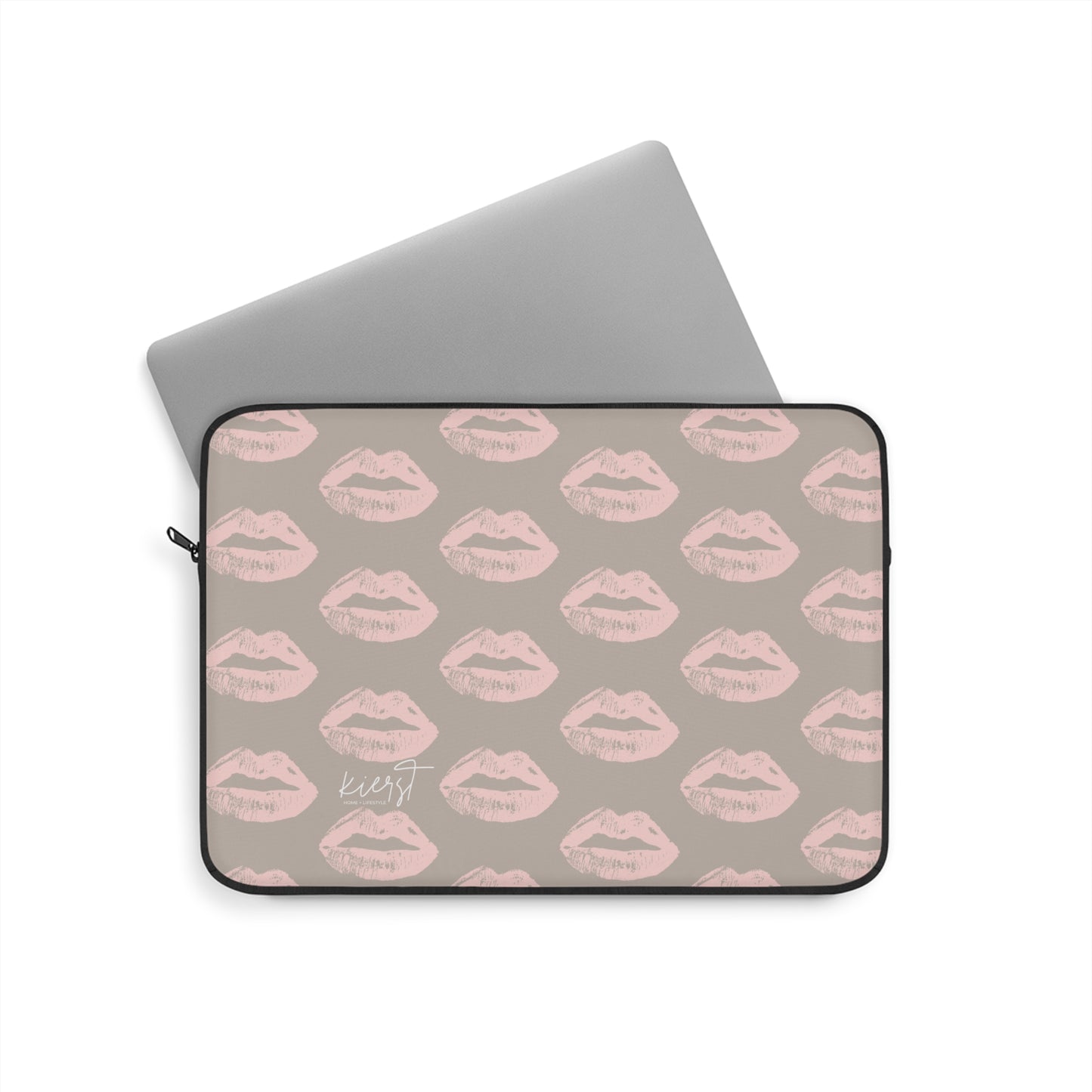 Pillow Talk-Inspired Lips on Oat Laptop Sleeve | Flirty Neutrals for Everyday Glam