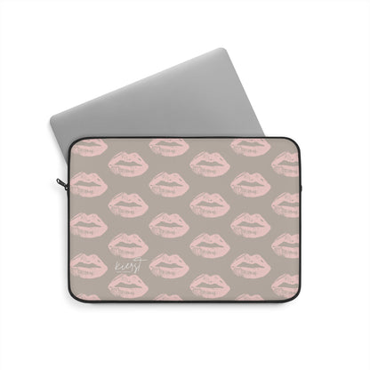 Pillow Talk-Inspired Lips on Oat Laptop Sleeve | Flirty Neutrals for Everyday Glam