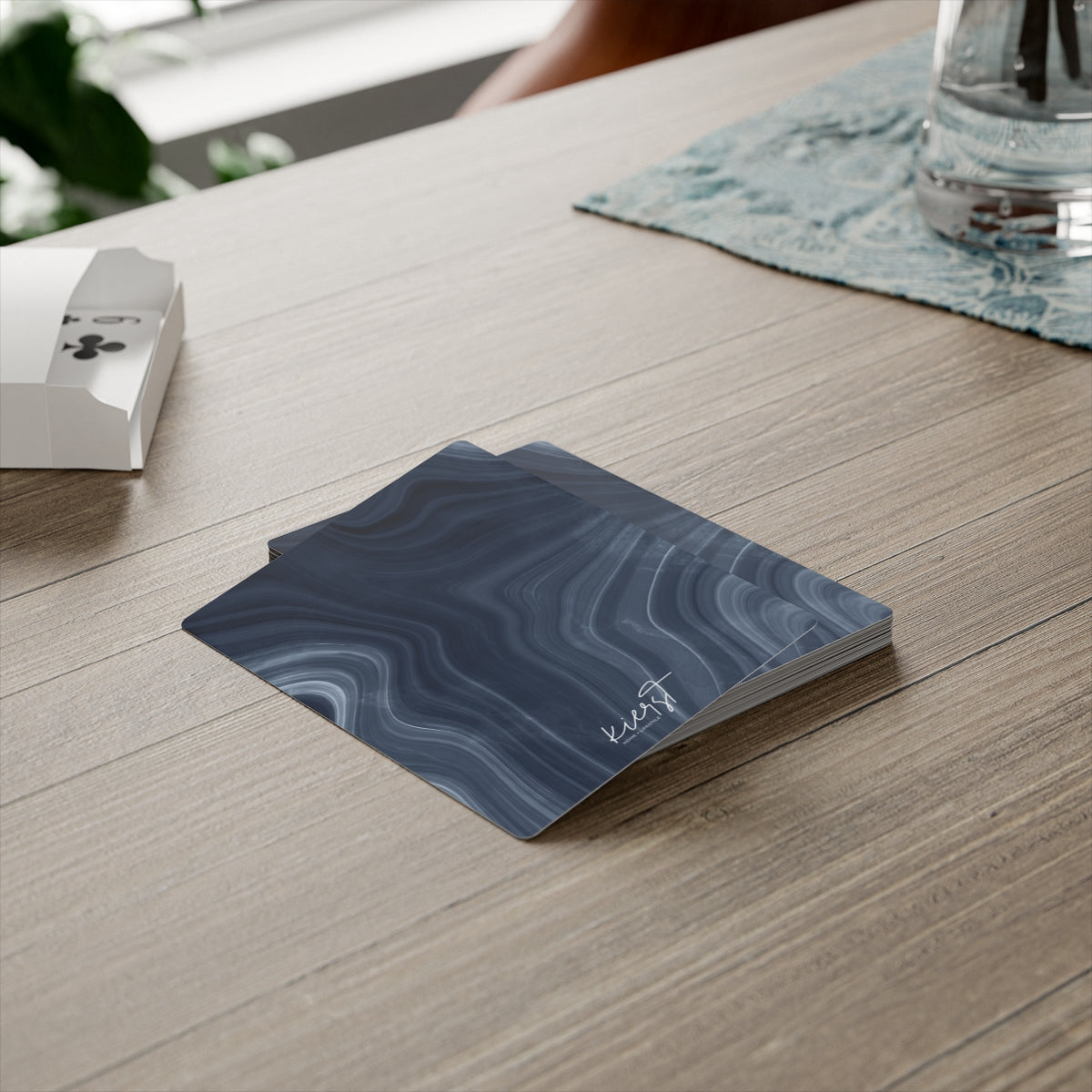 Navy Marble Poker Playing Cards