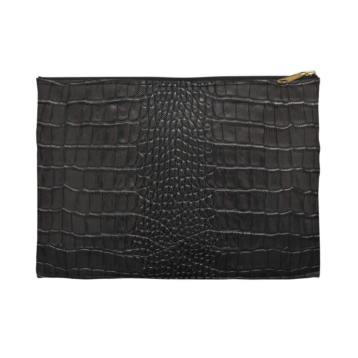 Black Crocodile Print Accessory Pouch