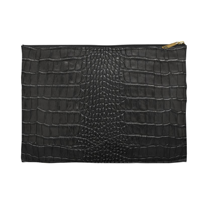 Black Crocodile Print Accessory Pouch