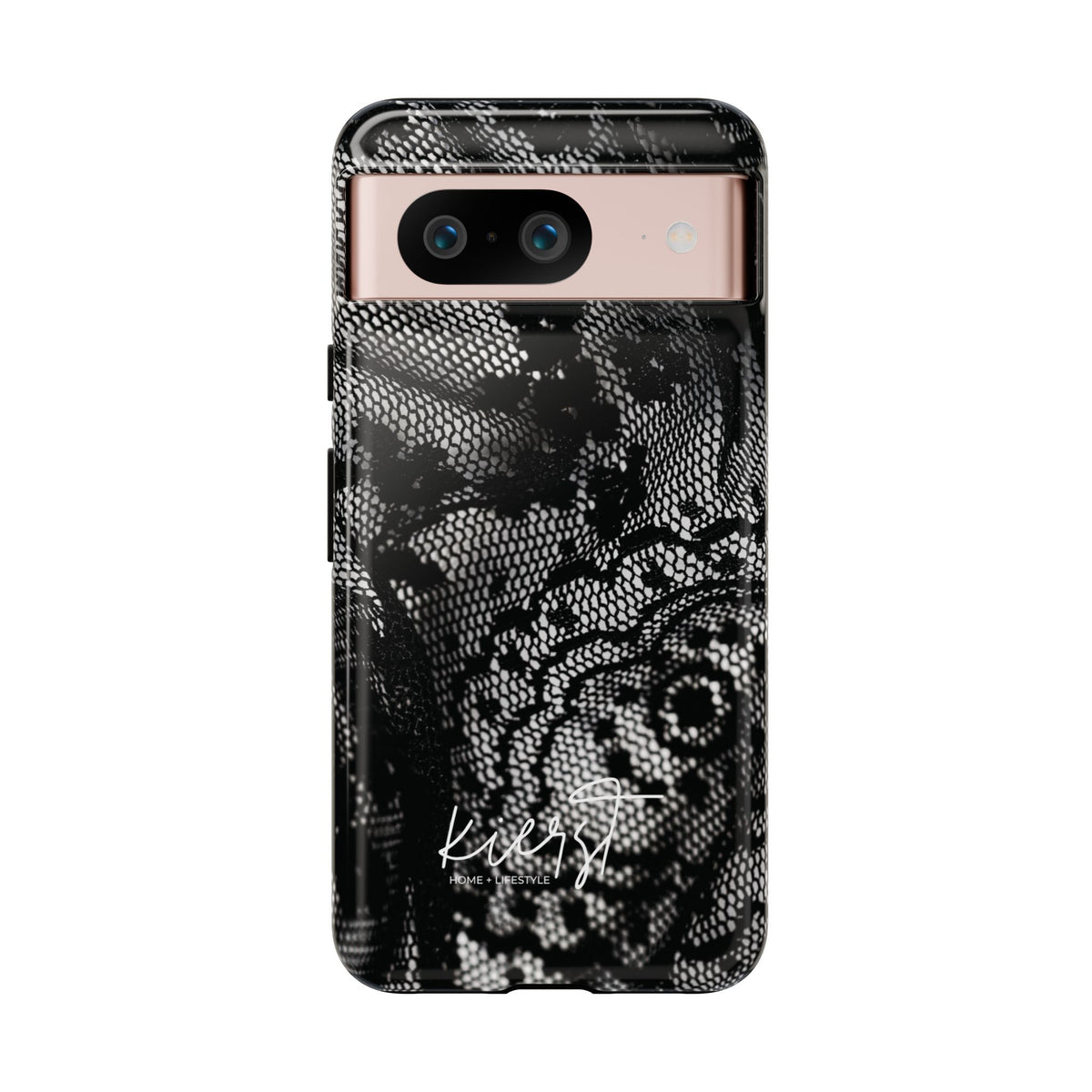 Black + White Lace Print Google Pixel Phone Case