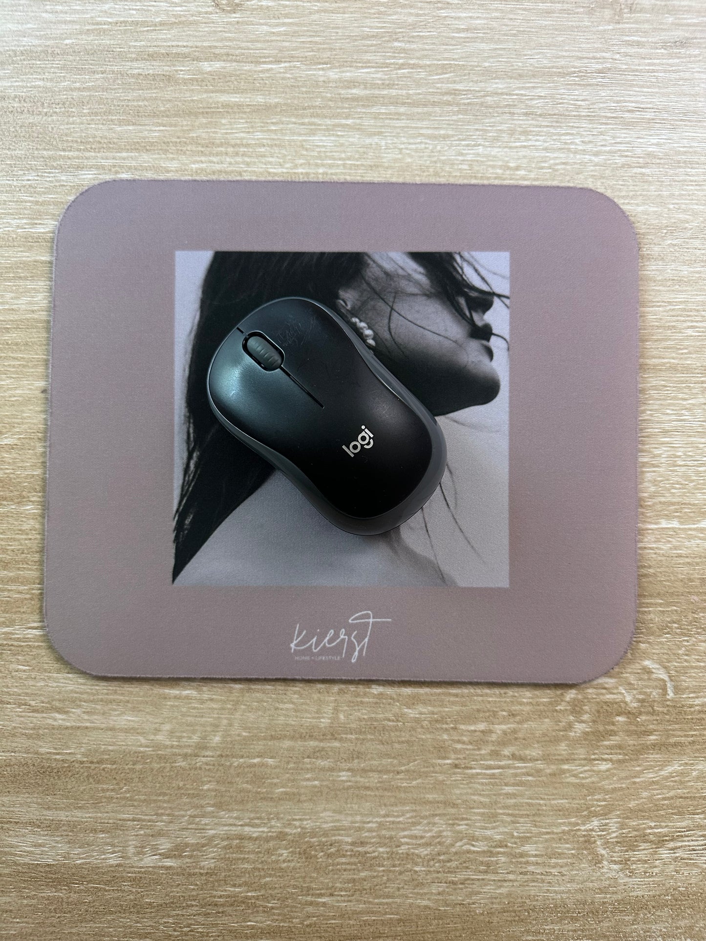 Black & White Fashion Portrait Mouse Pad
