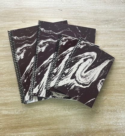 Cream Marble on Signature Velvet Noir Notebook