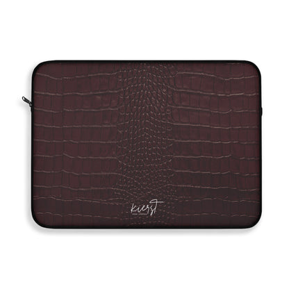 Signature Velvet Noir Crocodile Print Laptop Sleeve