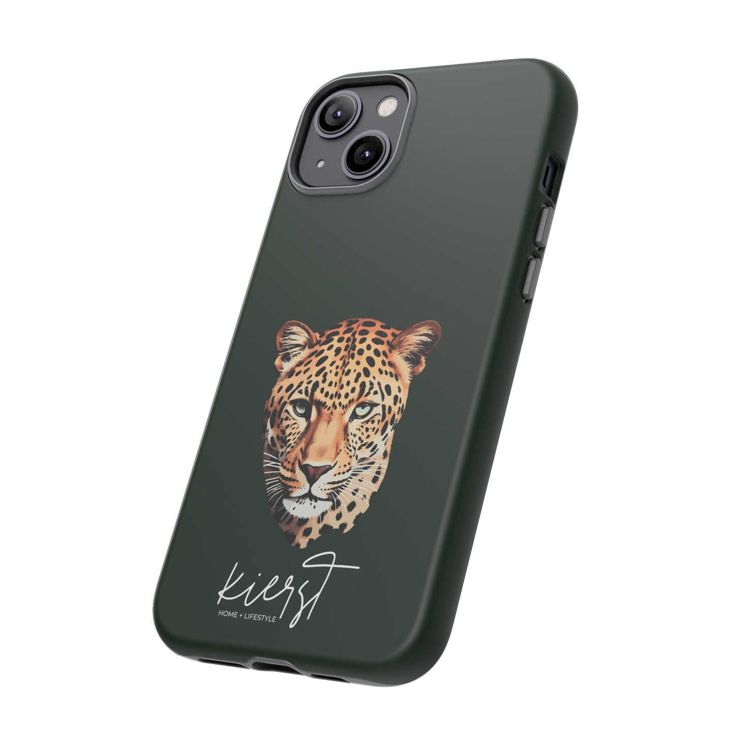 Leopard Head on Signature Midnight Pine iPhone Case | Designed to Stand Out