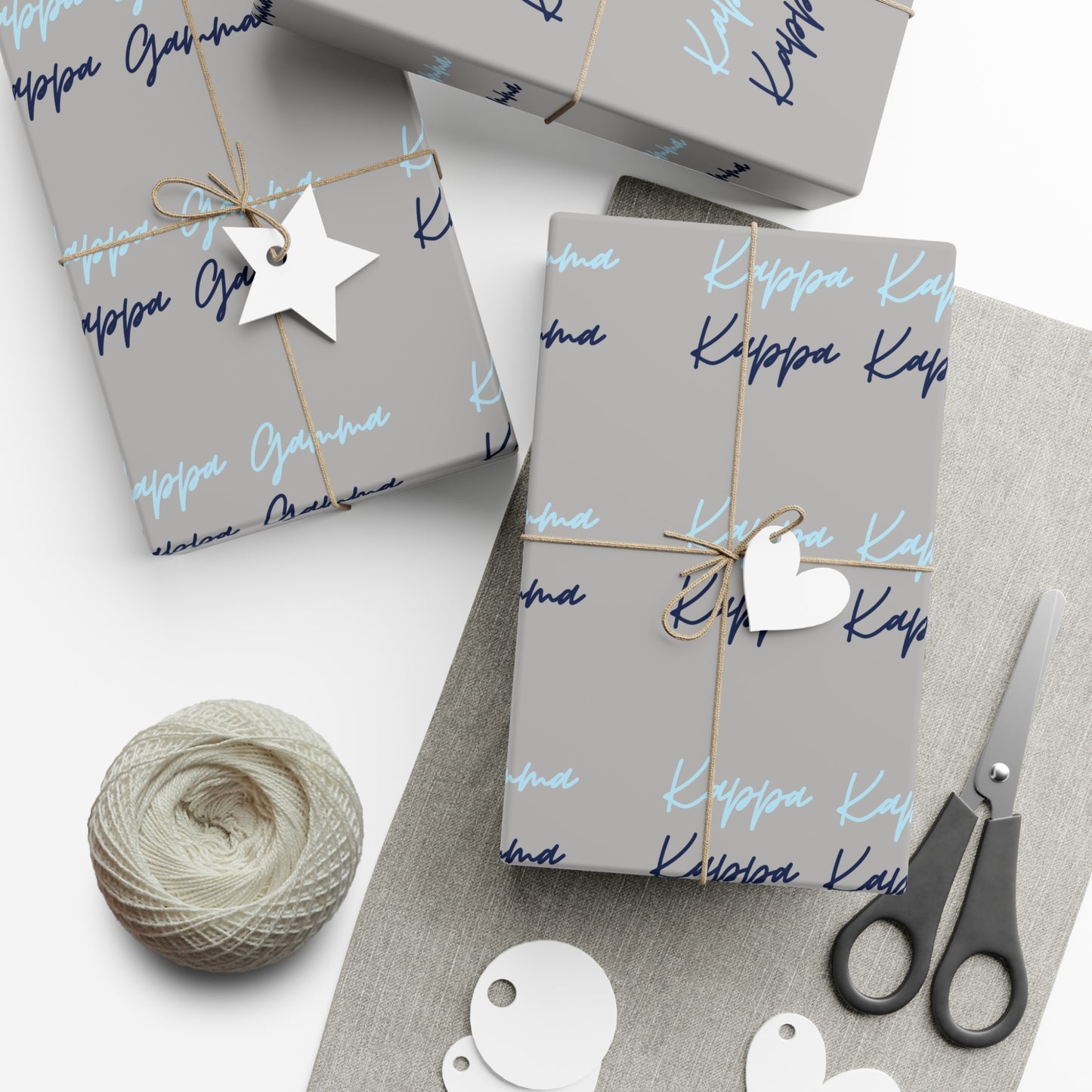 Kappa Kappa Gamma Light Blue Dark Blue on Grey Gift Wrapping Paper