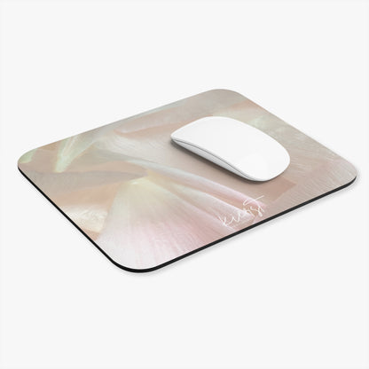 Iridescent Petals Mouse Pad – Soft Blush & Cream Floral Desk Essentials
