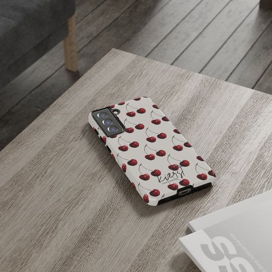 Moody Cherry Stems on White Bone Samsung Galaxy Phone Case