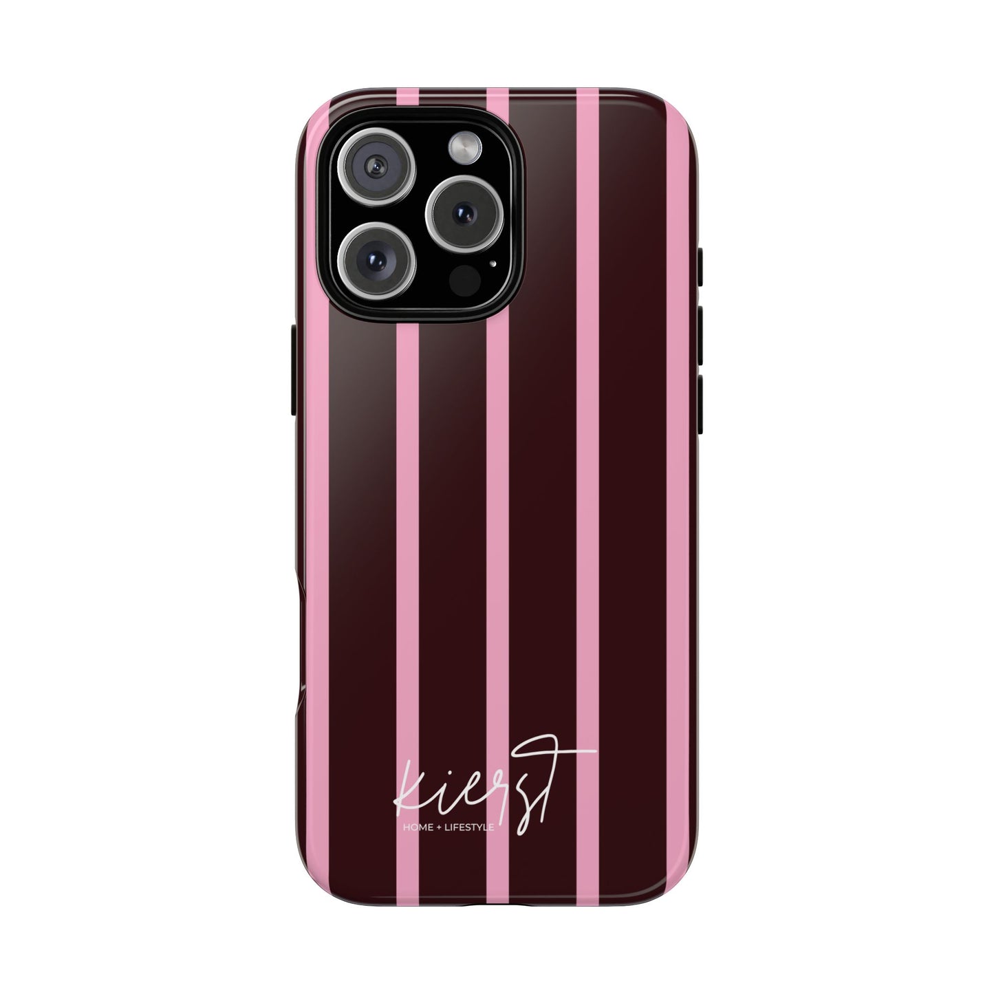 Signature Velvet Noir + Pink Stripes iPhone Case