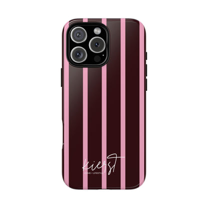 Signature Velvet Noir + Pink Stripes iPhone Case