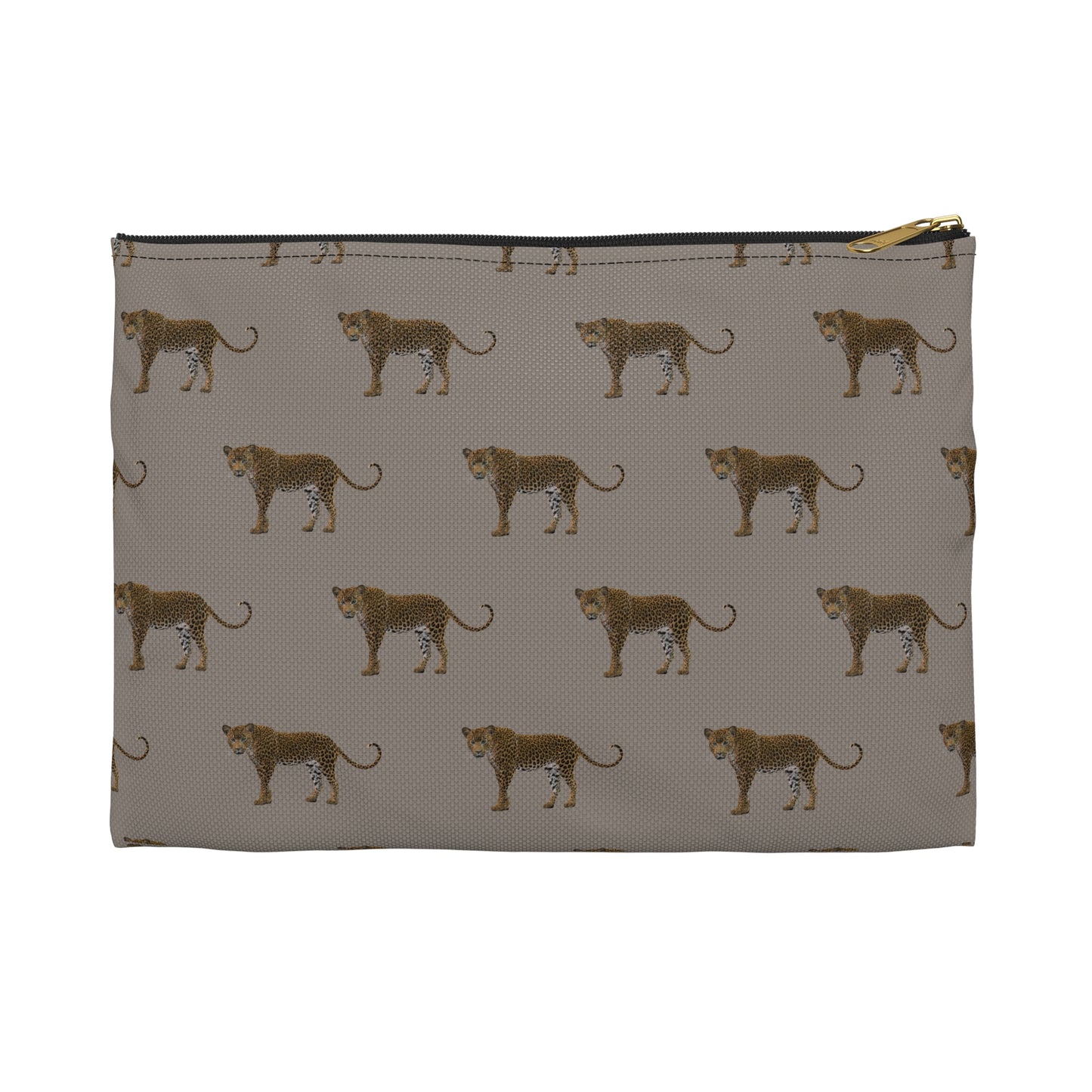Leopards on Taupe Accessory Pouch | Neutral Meets Fierce