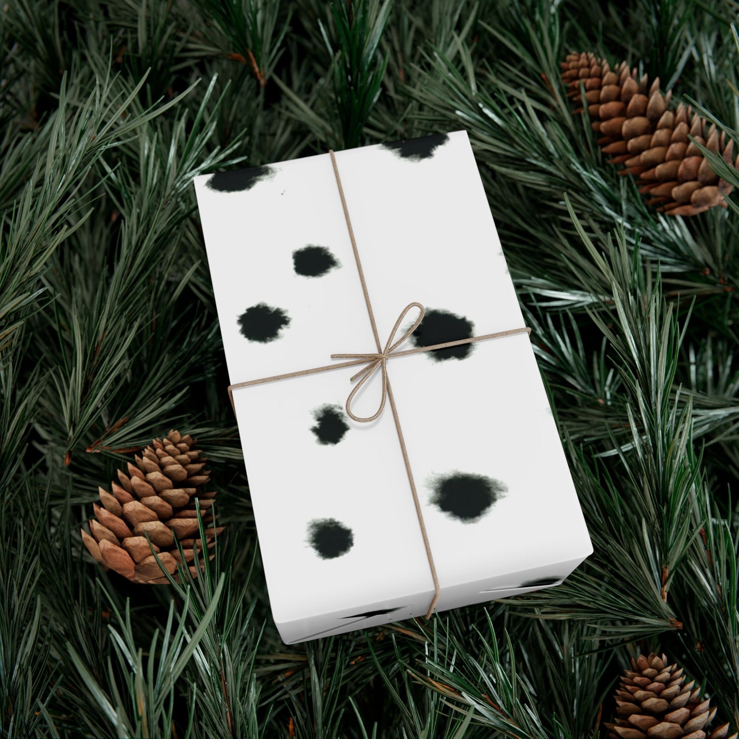 Smudged Black Spots on White Gift Wrapping Paper