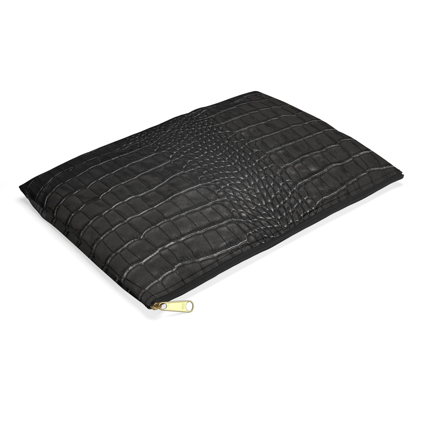 Black Crocodile Print Accessory Pouch