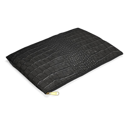 Black Crocodile Print Accessory Pouch