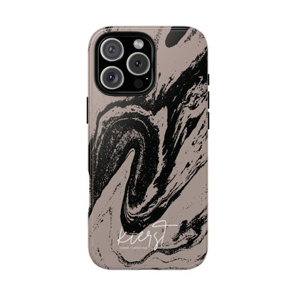 Black Marble on Taupe iPhone Case