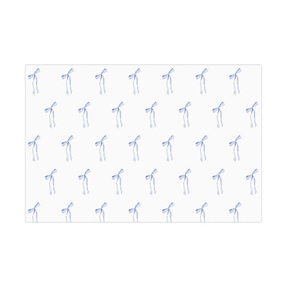 Delicate Blue Bow Gift Wrapping Paper – Hand-Painted Style Ribbon Pattern on White