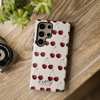 Moody Cherry Stems on White Bone Samsung Galaxy Phone Case