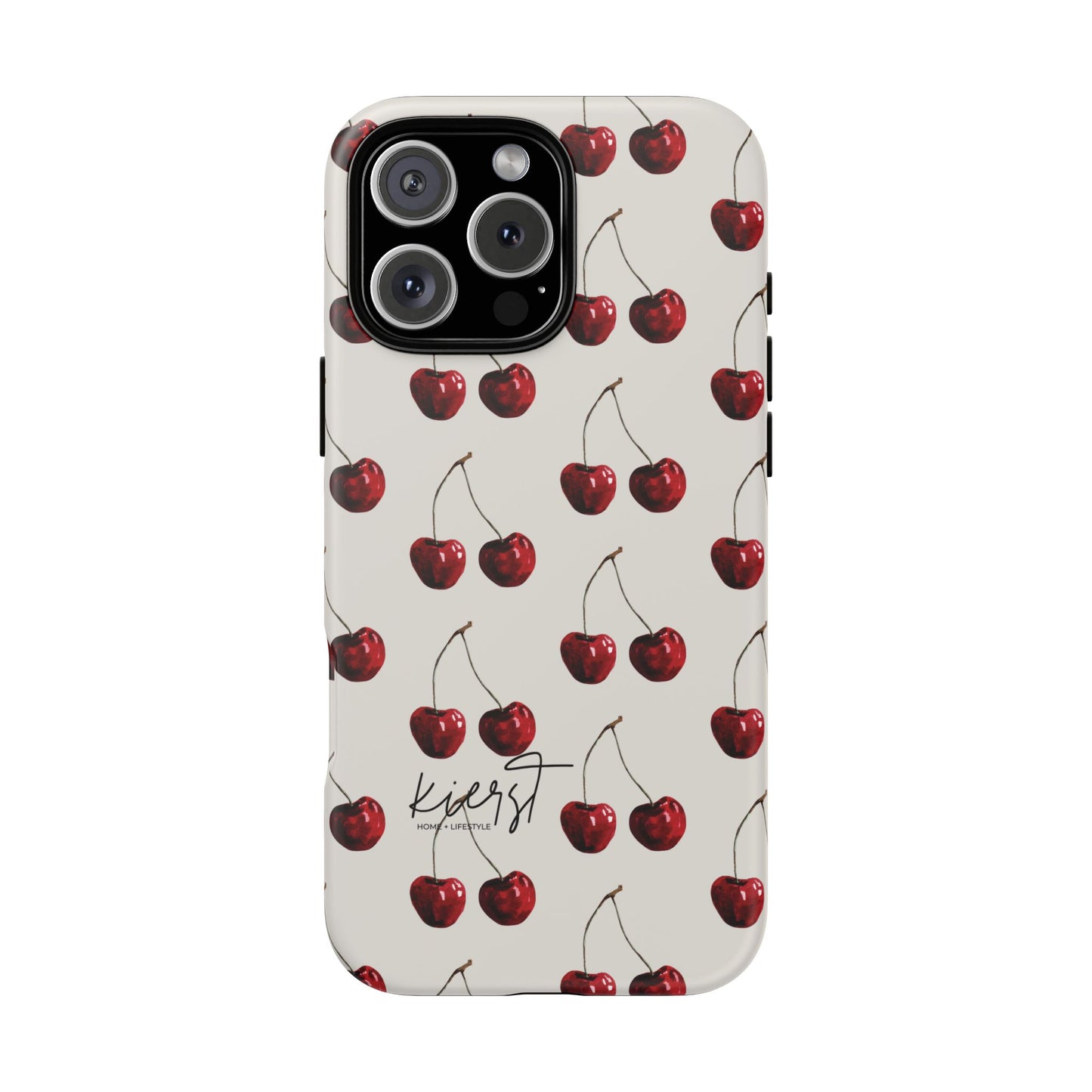 Moody Cherry Stems on White Bone iPhone Case