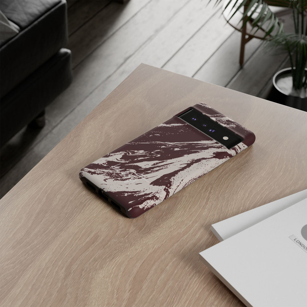 Cream Marble on Signature Velvet Noir Google Pixel Phone Case