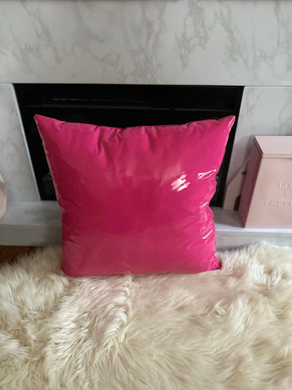 Dark Pink Faux Leather Throw Pillows