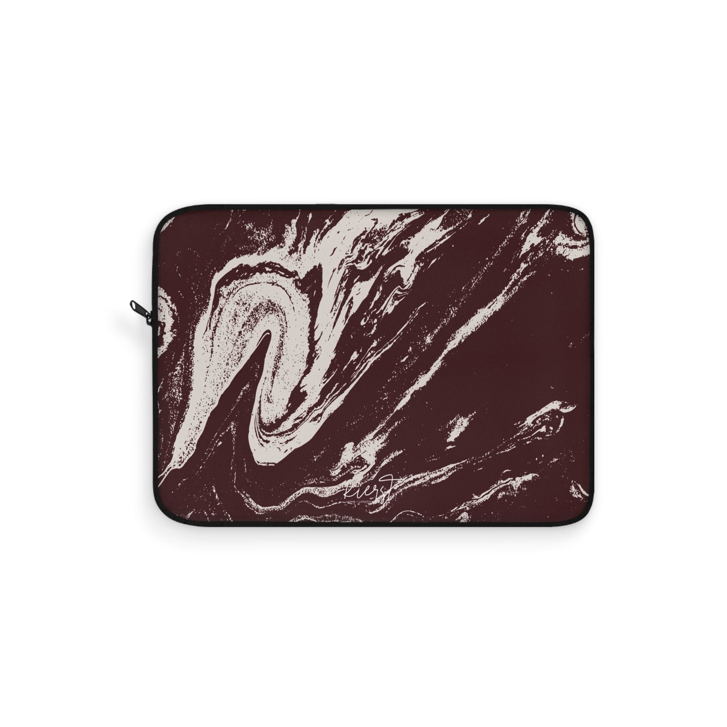 Cream Marble on Signature Velvet Noir Laptop Sleeve