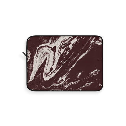 Cream Marble on Signature Velvet Noir Laptop Sleeve