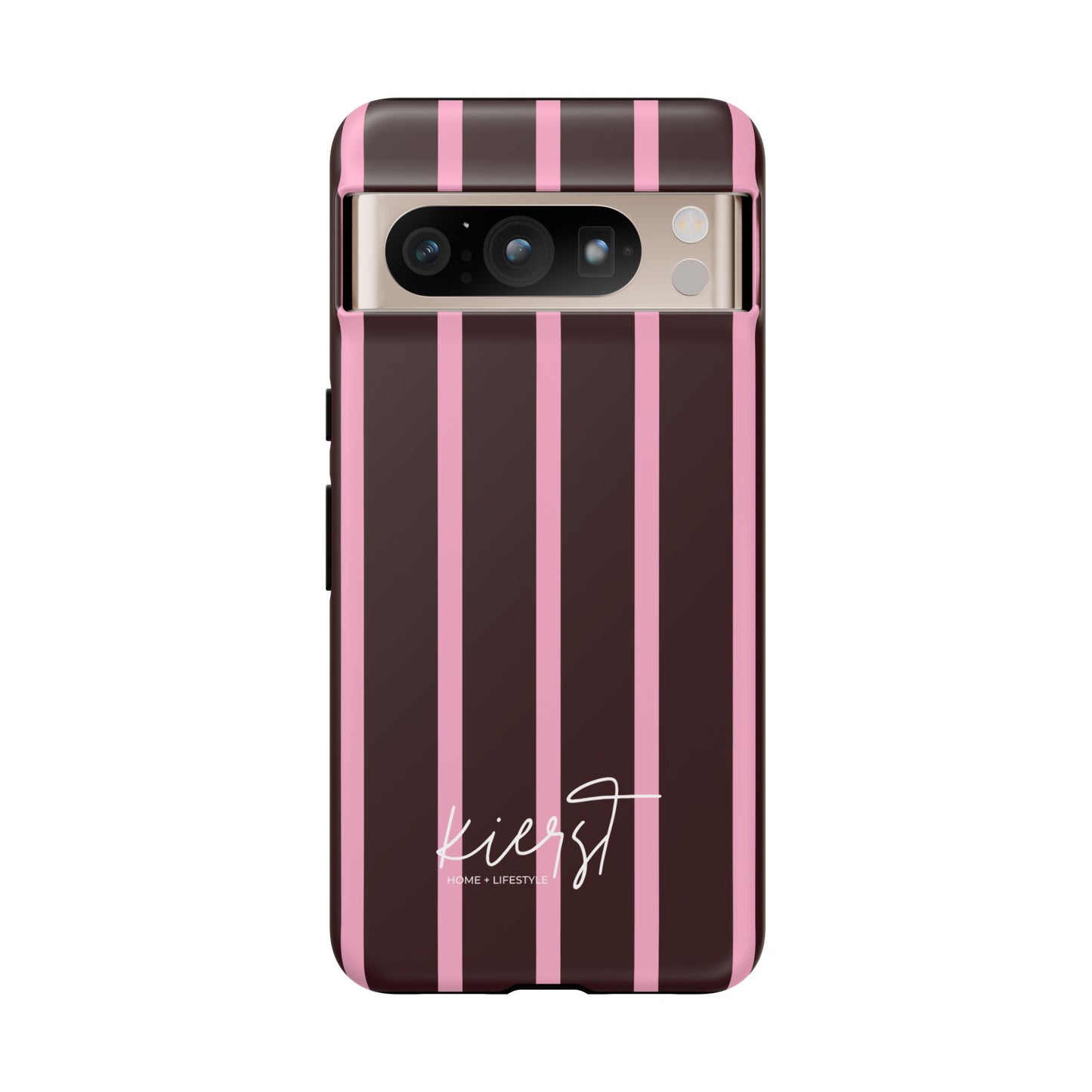 Signature Velvet Noir + Pink Stripes Google Pixel Phone Case